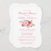 ピンクエレガント赤面フローラブライダルシャワー招待状 招待状 (正面/裏面)