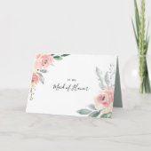 ピンクエレガント赤面フローラブライダルパーティありがとう サンキューカード (正面)