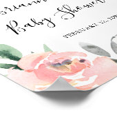ピンクエレガント赤面フローラベビーシャワーウェルカム ポスター (角)