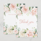 ピンクエレガント赤面フローラベビーシャワー サンキューカード (正面/裏面)