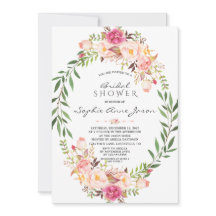 ピンクエレガント赤面フローラリースブライダルシャワー