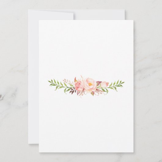 ピンクエレガント赤面フローラリースブライダルシャワー 招待状 (裏面)