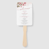 ピンクエレガント赤面フローラ庭園の結婚式プログラム ハンドファン (正面)