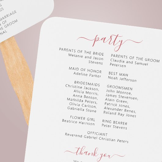 ピンクエレガント赤面フローラ庭園の結婚式プログラム ハンドファン