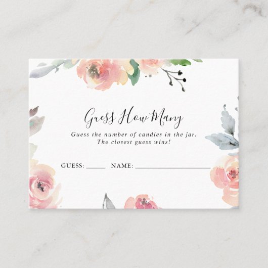 ピンクエレガント赤面フローラ数のゲームカード 名刺 (正面)