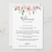 ピンクエレガント赤面フローラ結婚のウェルカムレター (正面)