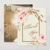 ピンクエレガント赤面フローラ結婚の写真ありがとう ポストカード (正面/裏面)