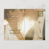 ピンクエレガント赤面フローラ結婚の写真ありがとう ポストカード (裏面)