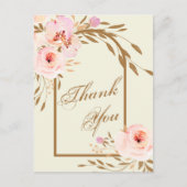 ピンクエレガント赤面フローラ結婚の写真ありがとう ポストカード (正面)