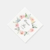 ピンクエレガント赤面フローラ結婚ズナプキン スタンダードカクテルナプキン (角)