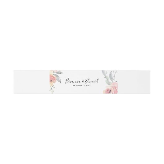 ピンクエレガント赤面フローラ結婚式招待状 招待状ベリーバンド (フラット)