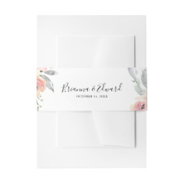 ピンクエレガント赤面フローラ結婚式招待状 招待状ベリーバンド