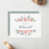 ピンクエレガント赤面フローラ花嫁の提案 ノートカード (正面/裏面インサイチュ)