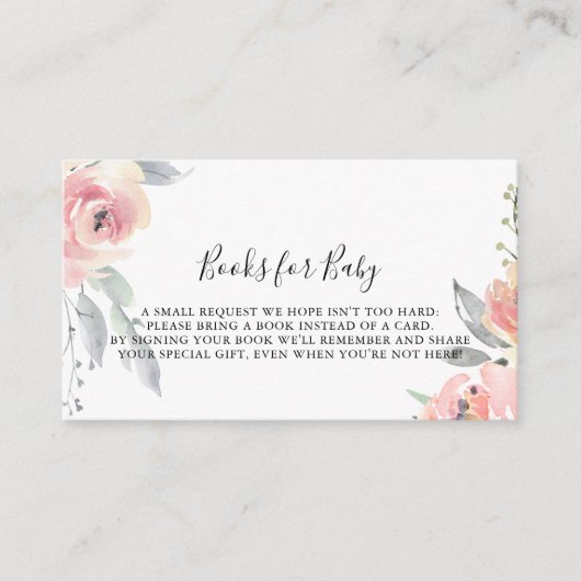 ピンクエレガント赤面フローラ赤ちゃんシャワー予約リクエスト エンクロージャーカード (正面)