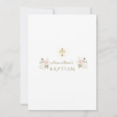 ピンクエレガント赤面フローラ金ゴールドフォトガールバプテスマ 招待状 (裏面)