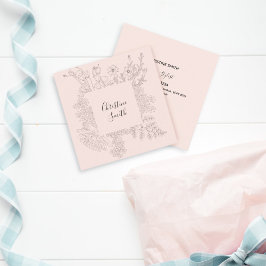 ピンクエレガント赤面ミニマル春フローラ スクエア名刺