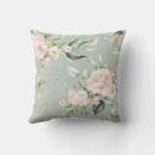 ピンクエレガント赤面ユーカリプタスセージグリーン クッション (裏面)