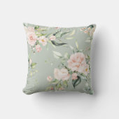 ピンクエレガント赤面ユーカリプタスセージグリーン クッション (正面)