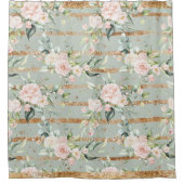 ピンクエレガント赤面ユーカリ金ゴールドセージ  シャワーカーテン (正面)