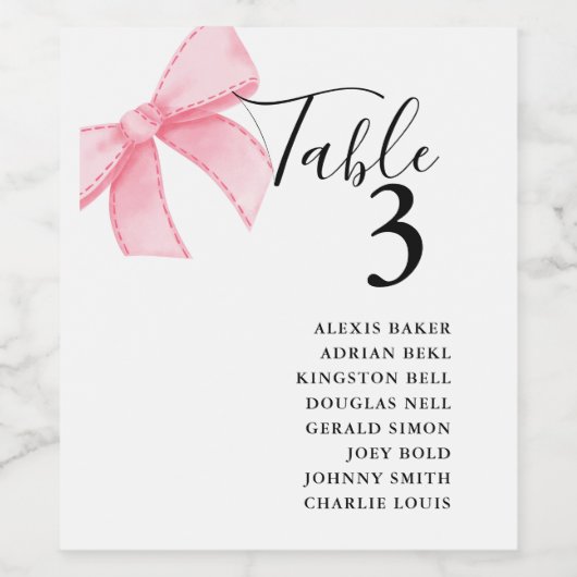 ピンクエレガント赤面リボンブライダルシャワー結婚ズ ワインラベル (シングルラベル)