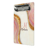 ピンクエレガント赤面大理石アートフェイク金ゴールドグリッター ミニクリップボード (アングル2)