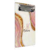 ピンクエレガント赤面大理石アートフェイク金ゴールドグリッター ミニクリップボード (アングル)