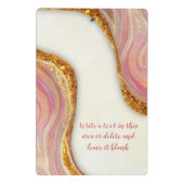 ピンクエレガント赤面大理石アートフェイク金ゴールドグリッター ミニクリップボード (裏面)