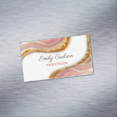 ピンクエレガント赤面大理石アートフェイク金ゴールドグリッターbu マグネット名刺 (インサイチュ)