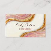 ピンクエレガント赤面大理石アートフェイク金ゴールドグリッターbu 名刺 (正面)