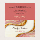 ピンクエレガント赤面大理石アートフェイク金ゴールドグリッターbu 名刺 (外部フラット)