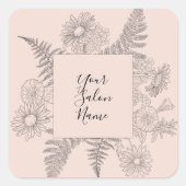 ピンクエレガント赤面線描花フローラ スクエアシール (正面)