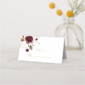 ピンクエレガント赤面花金ゴールド枠テーブル番号 プレイスカード (裏面)