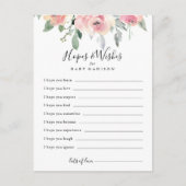 ピンクエレガント赤面赤ちゃんシャワー希望&ウィッシュカード ポストカード (正面)