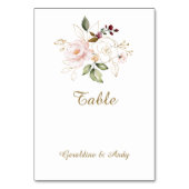 ピンクエレガント赤面金ゴールド結婚花 テーブルナンバー (裏面)