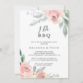 ピンクエレガント赤面I do BBQ婚約パーティ 招待状 (正面)