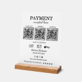 ピンクエレガント赤面QRコード支払 アクリルサイン (傾斜)