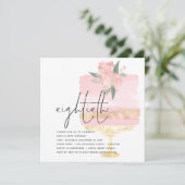 ピンクエレガント金ゴールドお誕生日ケーキ80位パーティー 招待状 (スタンド正面)