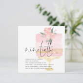 ピンクエレガント金ゴールドお誕生日ケーキ90位パーティー 招待状 (スタンド正面)