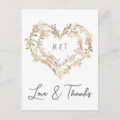ピンクエレガント金ゴールドの結婚野花ありがとう ポストカード (正面)