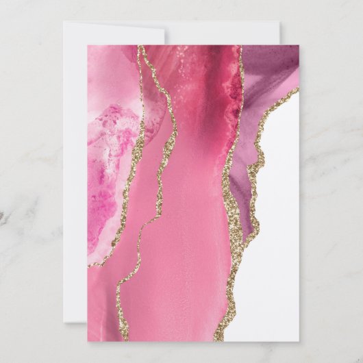 ピンクエレガント金ゴールドアガテ結婚式招待状 招待状 (裏面)