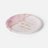 ピンクエレガント金ゴールドアゲートバルミツワーパーティー ペーパープレート (アングル)