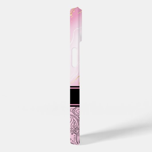 ピンクエレガント金ゴールドアゲートペイズリーモノグラムの Case-Mate iPhoneケース (裏面 / 右)