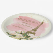 ピンクエレガント金ゴールドエッフェルタワーパリスイート16 ペーパープレート (アングル)