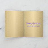 ピンクエレガント金ゴールドクリスマスツリー名前をカスタムする シーズンカード (内部)