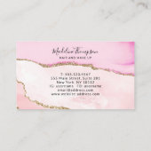 ピンクエレガント金ゴールドグリッターアゲートマーブルモノグラム 名刺 (裏面)