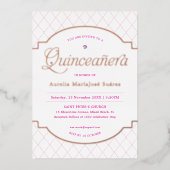 ピンクエレガント金ゴールドグリッターキンセアニラ誕生日 箔招待状 (正面)