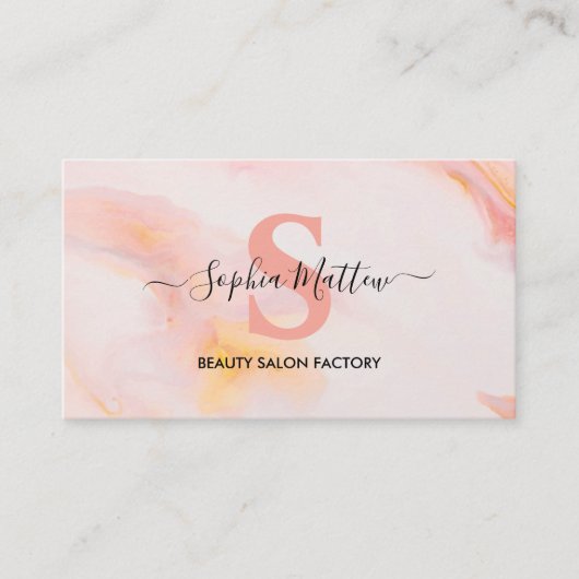 ピンクエレガント金ゴールドグリッターシモダンックマーブルゲート 名刺 (正面)