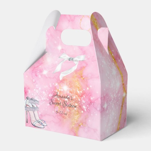 ピンクエレガント金ゴールドグリッタースパークル フェイバーボックス (裏面サイド)