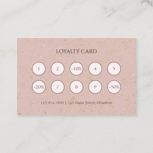 ピンクエレガント金ゴールドグリッターネイルサロンマニキュリスト ロイヤリティカード (裏面)