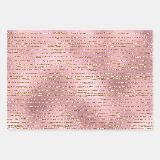 ピンクエレガント金ゴールドグリッターブラックチータヒョウ ラッピングペーパーシート (正面3)